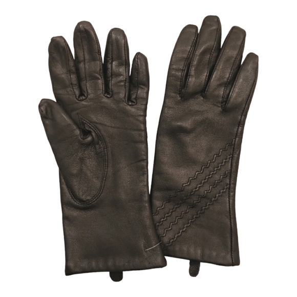 Vintage H&M Elegant Women's Genuine Leather Gloves Black Mint Condition Size XS - Picture 1 of 14
